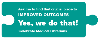 sea green puzzle piece with the theme of Medical Librarians Month