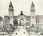 Rendering of the Michigan Avenue bridge, ca. 1918. Via Internet Archive.