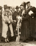 Mrs. Ward at the groundbreaking of the Ward building, May 8, 1925. Via Galter Special Collections.