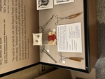 Murphy's surgical tools on display in the exhibit, 2023.