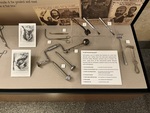 Murphy's surgical tools on display in the exhibit, 2023.