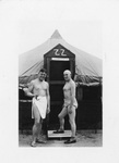 At the shower tent, Fort Custer, 1942. Via Galter Special Collections.